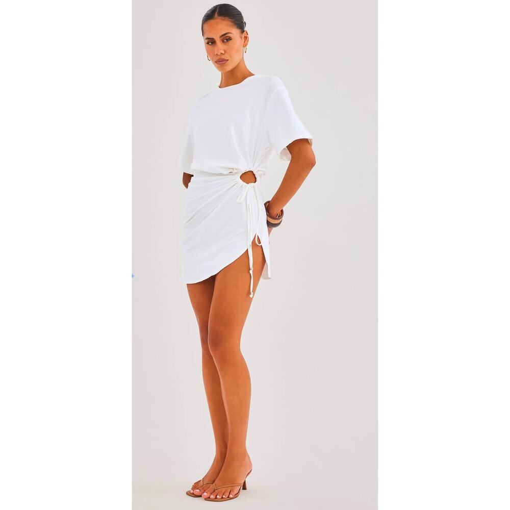 SNDYS NEW Lola Mini Dress in White Size M Jersey Cotton Blend Stretchy Unlined - Picture 5 of 13